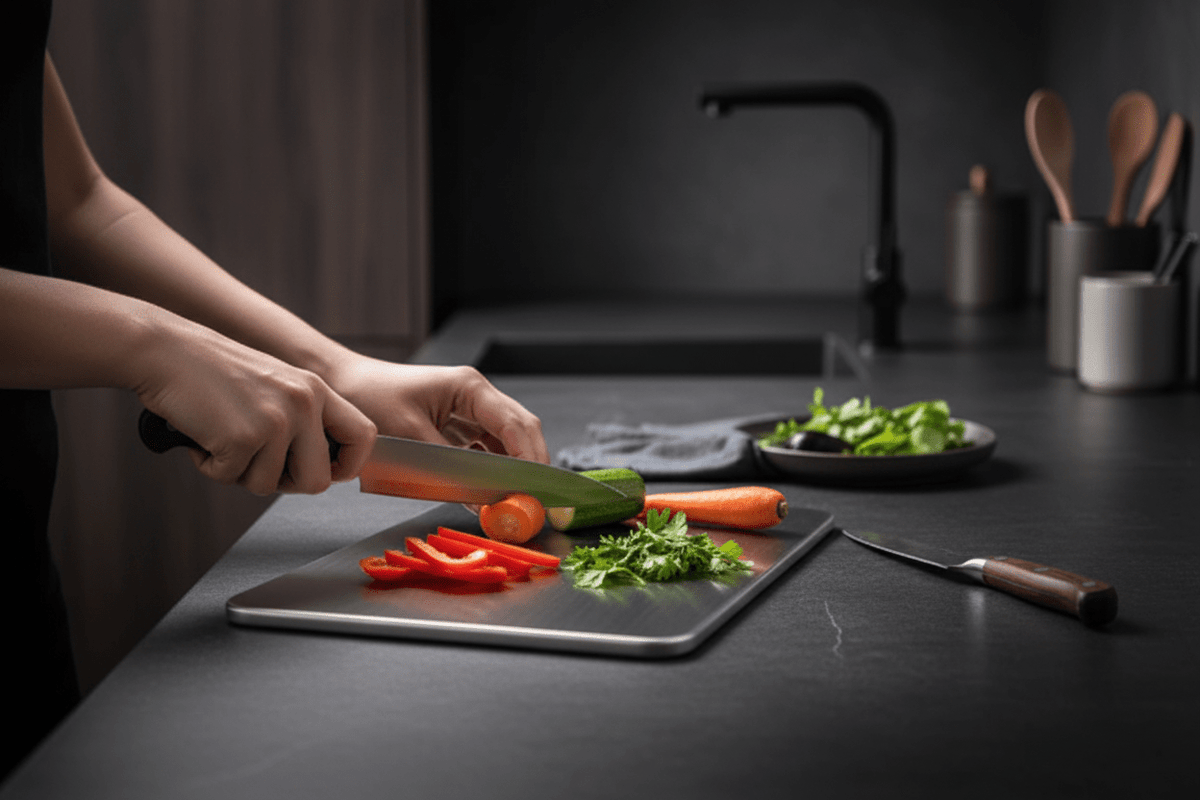 Skærebræt i Rustfrit Stål – Dobbeltsidet & Nemt at Rengøre - Ravelo